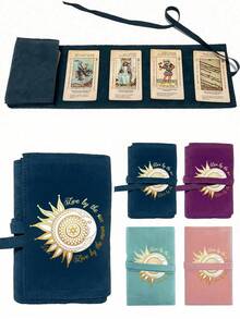 Tarot Card Storage Bag, Printed With Gold Sun And Star Pattern, Portable Card Storage Bag With Drawstring, Suitable For Storing Tarot Cards, Divination Cards, Card Games, Cosmetics, Banknotes; Travel, Commute, Office, Back To School, 2D Printed Design - No Texture, Suitable For Cards, Small Items, Back To School Gifts, Teacher Gifts, Christmas, Halloween - Multicolor - View 7