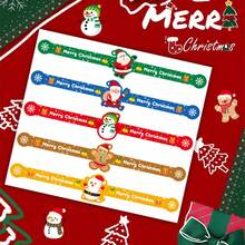 4 Lembar/20 Stiker Dekorasi Kemasan Hadiah Natal, Stiker Strip Panjang Natal, Stiker Santa Claus Kartun untuk Pengemasan Kotak Hadiah, Penyegelan, dan Dekorasi Kue - A - View 1