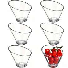 High Transparency Slanted Acrylic Snack Bowl, Christmas Birthday Party Salad Dessert Bowl, Banquet Picnic Snack Fruit Platter Tableware - Clear - View 1