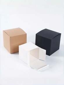 10pcs/20pcs/30pcs 10*10*10cm Gift Boxes, Small Gift Boxes, Black/White/Natural Kraft Paper Boxes With Lids, Suitable For Party Favors, Candle Packaging, Birthday, Wedding, Party Gift Decoration, Christmas Gift Decoration And Other Gift Boxes, Garden - Multiple Styles - View 4