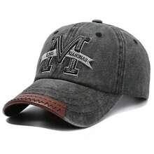 1pc Men's M Embroidered Baseball Cap, Fashion Sports Baseball Hat, Outdoor Adjustable Sun Protection Casual Baseball Cap, Suitable For Spring/Autumn Travel, Beach, Party - M - View 3