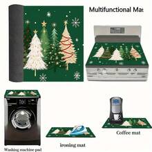 1pc Christmas Absorbent Mat, Christmas Tree Pattern, Kitchen Countertop Absorbent Drying Mat, Coffee Machine Mat, Pour Over Coffee Pot Mat, Dish Drying Mat, Non-Slip Heat Resistant Kitchen Mat, Table Mat, Breakfast Mat, Washing Machine Mat, Home Kitchen Dining Table Coffee Shop Bar Decor Mat, Holiday Party Housewarming Gift, Christmas Holiday Gift! - Multicolor - View 7