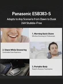 Panasonic ESB383-S Portable Battery Operated Shaver, Wet & Dry Full Body Washable Men Razor, Japanese Anlai Steel Floating Single Blade With Lock Switch - Multicolor - View 2