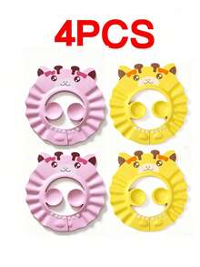 1/2/4pcs Adjustable Waterproof Shower Cap With Ear Protection, Cute Cartoon Design, Soft EVA Bathing Accessory - Multicolor - View 10