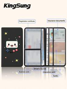 Kingsung Cute Game Console Pattern Car File Holder, Women's ID Bag, Registration Wallet And Card Holder, Insurance, Driver's License, Passport And Card/Travel/Vacation Essentials, Perfect Gift For Car/Truck/Motorcycle Owners - Multicolor - View 9