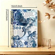 1pc Notebook With Marine Life Aesthetic Features, Spiral Bound Nautical Journal - A Humorous Floral Office Planner And Ocean Themed Notepad, Perfect As A Watercolor Art Gift For Women - B - View 2