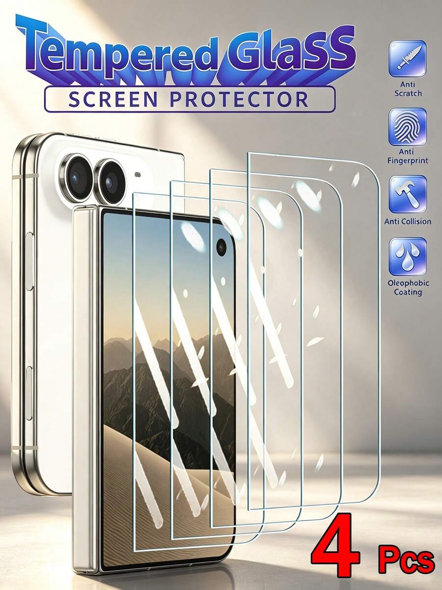 4Pcs Full Screen Tempered Glass Protector Protect Screen Full Screen Phone Protective Film Compatible With IPhone 18 Duo 17 16 15 14 13 12 11 Pro Max XS X XR 16 15 14 Plus 16e 17e Clear Protective Cover Glass Film
