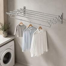 Wall Mounted Clothes Drying Rack 43-80cm Foldable Retractable Steel Rack - A - View 2