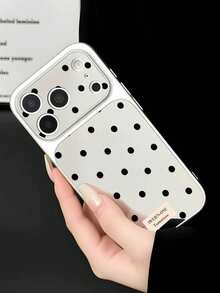 1pc All-Over Polka Dot Electroplated Silver Edge Corning Phone Case - Compatible With Phone 18 Pro Max, 18 Pro, 18, 17 Pro Max, 17 Pro, 17, 16 Pro Max, 16 Pro, 16, 15 Pro Max, 15 Pro, 14 Pro Max, 14 Pro, 14, 13 Pro Max, 13 Pro, 13, 12 Pro Max, 11, Phone Protective Cover, Brown Tone Suitable For Autumn/Winter - Silver - View 3