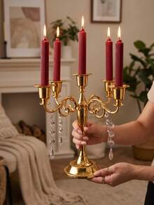 1pc/Set Bohemian Style Zinc Alloy 5-Head/3-Head Candlestick, Suitable For Home Life, Wedding, Home Decor, Party, Gift, Restaurant, Fireplace Decor, Family Gathering, Graduation Gift, Housewarming Gift, Wedding Gift, Mother's Day Gift, Girlfriend Gift - Multicolor - View 16