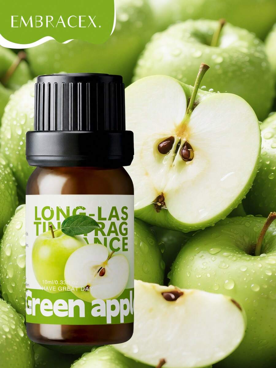 EMBRACEX. Green Apple Fragrance Oil, Suitable For Aromatherapy, Home Fragrance Diffuser, Candle Making, Diffuser, Aromatherapy Machine - 10ml Fruit Fragrance Oil, Reed Diffuser, Home Fragrance, Holiday Gift, Rich Juice Scent - Green Apple - View 1