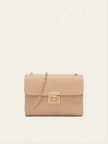 1pc Women's Sweet Style Multi-Color Chain Small Square Bag, Textured Flap Lock Bag, Versatile Shoulder Crossbody Small Bag - LB617 - View 5