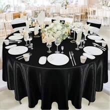 1pc Multi-Color Minimalist Classic Round Tablecloth, Suitable For Wedding, Valentine's Day And Home Decor - Black - View 7
