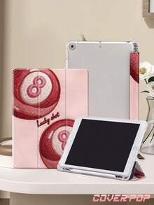 酒紅色刺繡撞球平板保護殼，相容 iPad 9.7/10.2/10.5/10.9/12.9/Pro 11、第 10 代，相容 Galaxy Tab S6 Lite 10.4 吋，相容 Kindle Paperwhite 第 12 代 2024、Kindle (第 11 代) 2022，柔軟防震保護，智慧支架/自動喚醒/睡眠，聖誕禮物 - 彩色 - 查看 3