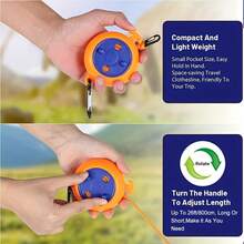 Portable Retractable Clothesline Travel Laundry Drying Rope For Hotel Bathroom Indoor Outdoor Use Adjustable Hanging Line Space Saving Clothes Air Drying Cord For Business Trips Camping Apartment RV Vacation And Home Laundry Organization Compact - Multicolor - View 8