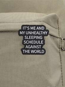 2 Pcs Fun Late Night Quotes Enamel Pins, Simple Text Satire Badges, Fashion Accessories For Clothes Backpacks, Gift For Friends - Black and White - View 8