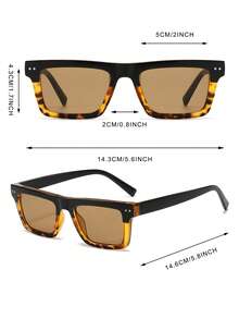 1 Pair Men's Colorblock Rectangular Retro Street Style Vacation Fashion Glasses - Multicolor - View 4
