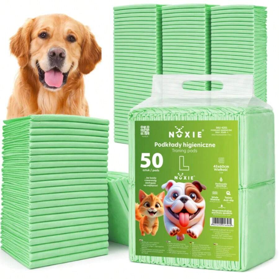 Dog Training Pads, 50 Pcs, 45 * 60 Cm – Absorbent And Leak-Proof - Green - View 1