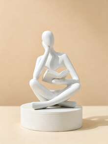 1pc Abstract Human Reading Statue Resin Sculpture, Suitable For Office Decor, Graduation Decor, Bedroom Decor, Birthday Gift, Room Decor, Teacher Gift, Mother's Day Gift - Left-right Thinking - View 16