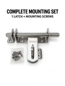 1pc 304 Stainless Steel Surface Mount Door Bolt Lock, Reversible Sliding Barrel Bolt, Heavy Duty Latch, Suitable For Wooden Doors, Main Doors, Cabinets, Sheds, Indoor And Outdoor Use - 1 PCS - View 3