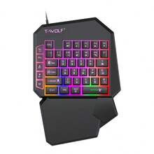 Single-Handed Keyboard Combined With Gaming Mouse, Compatible With Android, 35 Game-Specific Keys, RGB Lighting, Membrane Keyboard, Ergonomic Design, Automatic Pressing Function, Long-Lasting Comfort, Small Left-Handed Mouse Set - View 13