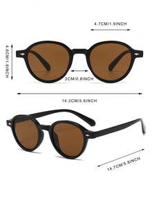 1 Pair Men's Black Round Minimalist Retro Street Style Casual Vacation Fashion Glasses - Black - View 5