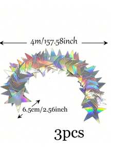 1/3/5pcs/Set Iridescent Star Hanging Bunting Banner, Shiny Star Garland For Wedding, Birthday Party And Holiday Celebration Backdrop Decoration - Iridescent Star - View 10