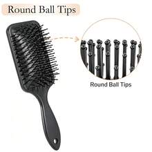 7 Pcs Wig Brush Set For Synthetic Hair For Hair Extensions And Wigs, Black Loop Brush, Wig Comb Kit, Includes Rat Tail Comb, Edge Brush, For Daily Hair Styling - Black - View 3