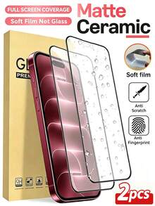 2Pcs Ceramic Matte HD Screen Protectors: Features A Fine Matte Finish For Smooth Touch Responsiveness And High-Definition Clarity. Compatible With 18 Pro, 18 Pro Max, 17 Pro Max, 17 Pro, 17 Air, 17, And Xr-18Promax Series Models. Anti-Fingerprint, Soft-Material Screen Protector. - Clear - View 1