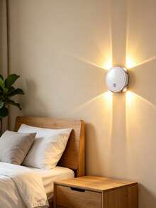 1pc Black/White 4-Head Cat Eye Motion Sensor Projector Wall Light, Human-Triggered Gradient Night Light, Minimalist Indoor Bedroom Staircase Atmosphere Decorative Spotlight, Suitable For Wardrobe, Bathroom, Cabinet Decoration - Multicolor - View 2