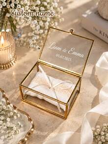 Personalized Wedding Ring Box With Couple's Names, Wedding Date And Latitude/Longitude Coordinates. Suitable For Wedding, Engagement Or Proposal, Perfect Wedding Photo Prop And Ideal Anniversary Gift - Multicolor - View 9