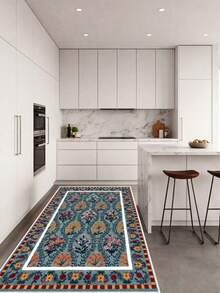 Digitally Printed Non-Slip Washable Runner And Area Rug, Suitable For Living Room, Bedroom, Outdoor, Kitchen Carpet | Modern, Scandinavian, Bohemian And Classic Styles | 100% Polyester - Dark Grey - View 4