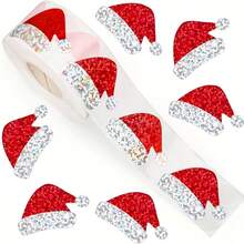 500pcs Christmas Hat Stickers, For Christmas Gift Holiday Decoration, Greetings, Envelope Stickers Labels, Christmas Party Supplies - Multicolor - View 3
