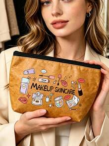 Makeup Lover Gift Cosmetic Bag, Portable Zipper Makeup Storage Pouch, Large Capacity Travel Toiletry Bag,Cute Makeup Tools Organizer, Multifunctional Storage Bag For Makeup Brushes Lipstick,Women Daily & Vacation Use,Birthday Gift For Makeup Lovers, - Multicolor - View 5