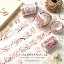Loop100cm 2m/Roll Laser Silvery Vintage Plum BlossomPET Tape Floral Scenery Tape Decorative Tape For Sticker Scrapbooking Journal Card Making Stationery - 2M - View 1
