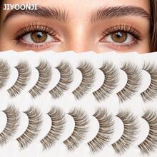 8 Pairs Brown False Eyelashes, Natural And Fluffy, Realistic Synthetic Eyelashes, Soft And Comfortable, Suitable For Daily Makeup, Lightweight And Easy To Wear - Brown - View 10