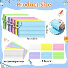 300pcs 3x5 Inch Colorful Index Cards, Ring Hole Punched Lined Study Cards, Suitable For School, College And Home Note-Taking - one-size - View 2