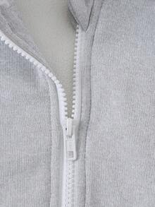Autumn/Winter Tween Girls' Fashion Casual Faux Fur Collar Hooded Sweatshirt Jacket - Light Grey - View 4