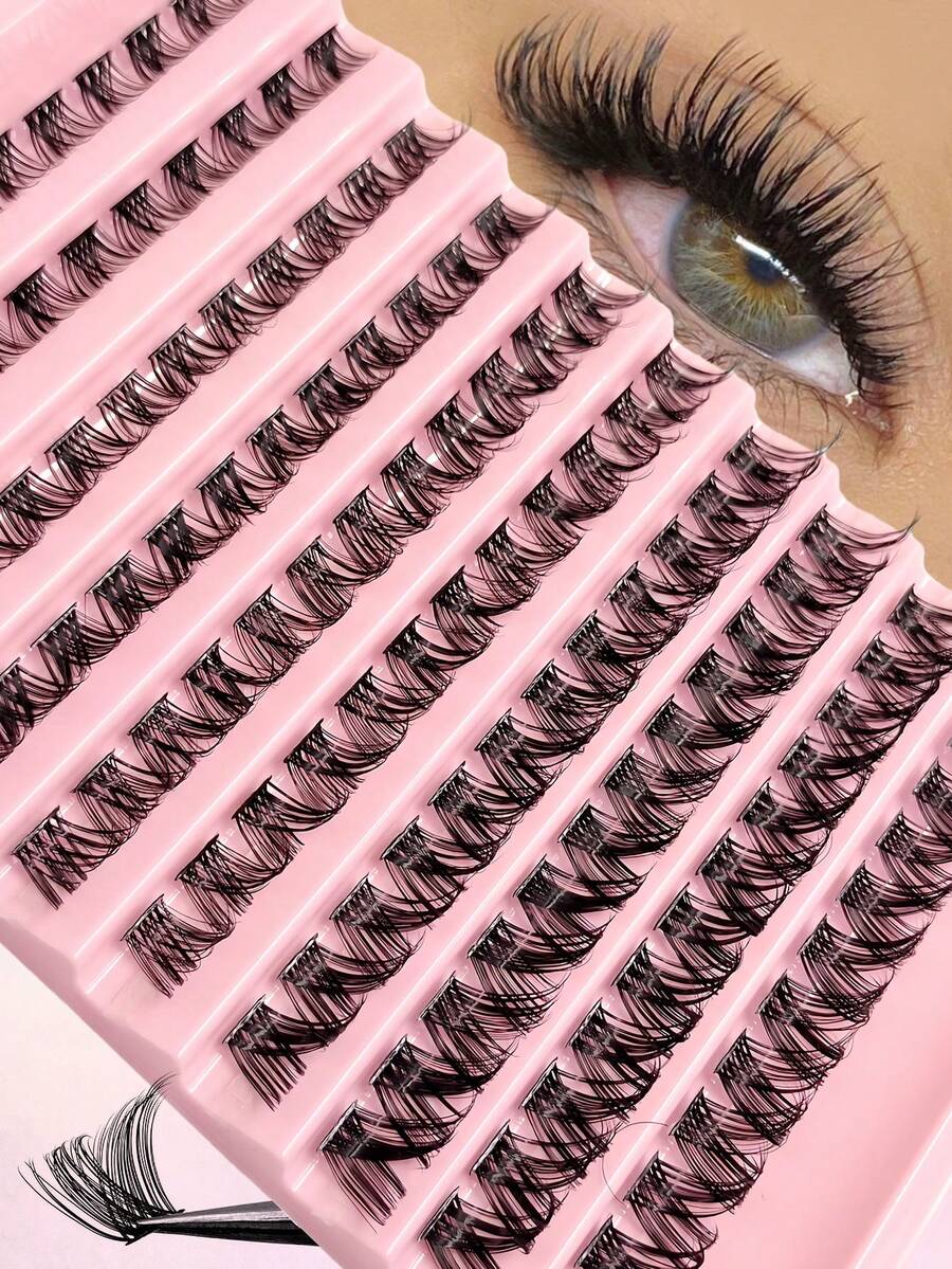 Asiteo 120pcs D Curl Fluffy Cluster False Eyelashes, Thin Crossed Daily Makeup Look, High Capacity Reusable Single Cluster False Eyelashes, Suitable For Home Use - D - View 1