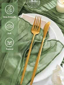 6/12/24/48pcs Gauze Cheese Cloth Napkins, 50 X 50cm Crinkled Dinner Napkins, Rustic Boho Table Decor Napkins For Wedding Party Events Home Dining - Green - View 5