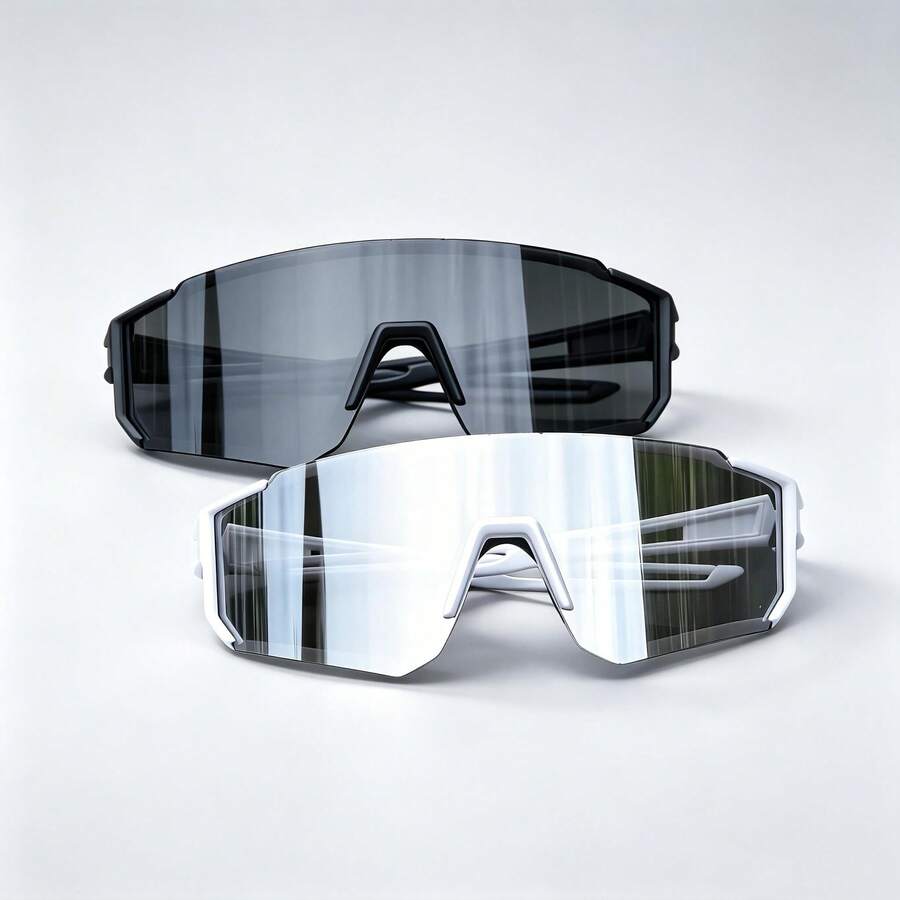 Men's Wraparound One-Piece Decor Eyewear, Colorful Coated Integrated Lens, Multi-Color Options, Fashion Accessories For Outdoor Styling