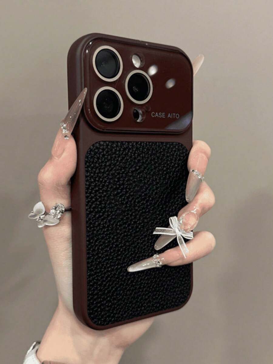 豪華電鍍邊框 AG 玻璃相機保護荔枝紋人造皮革手機殼，適用於 iPhone 18 Pro Max 17 ProMax 17Pro 17 16 15 14 13 Pro Max，防震軟背蓋