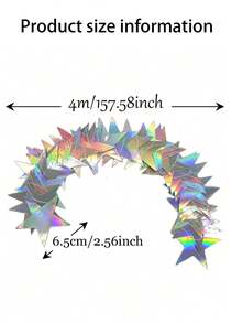 1/3/5pcs/Set Iridescent Star Hanging Bunting Banner, Shiny Star Garland For Wedding, Birthday Party And Holiday Celebration Backdrop Decoration - Iridescent Star - View 4