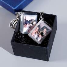 1pc Mini Photo Album Keychain Pocket 1" 2" Photo ID Card Storage Book Transparent Mini Card Album - A - View 2