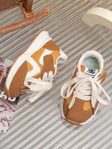 Toddler Colorblock Retro Casual Sports Shoes With Hook-And-Loop Soft Sole Non-Slip - Yellow - View 5