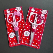 Hasbro Cute Hello Kitty Pattern Scissors, Adorned With Bow And Heart Details, Fine Stainless Steel Build, Perfect For Paper Craft, Diary Decoration, Handmade Projects, Daily Home And Office Decorative Stationery Supplies - A - View 3