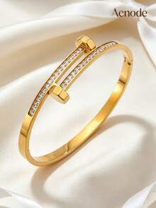 1pc Simple Geometric Design Stainless Steel Plated 18K Gold Bracelet Gift Box Exquisite Gift Box Packaging For Girlfriend Accessories - Multicolor - View 7