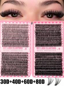 Sibeuna 800PCS Eyelashes Book 30D+40D+60D+80D D Curl Natural&Thick & Fluffy Lash Book Soft Lashes DIY Cluster Eyelashes Fall Back To School Travel Essential - D - View 1