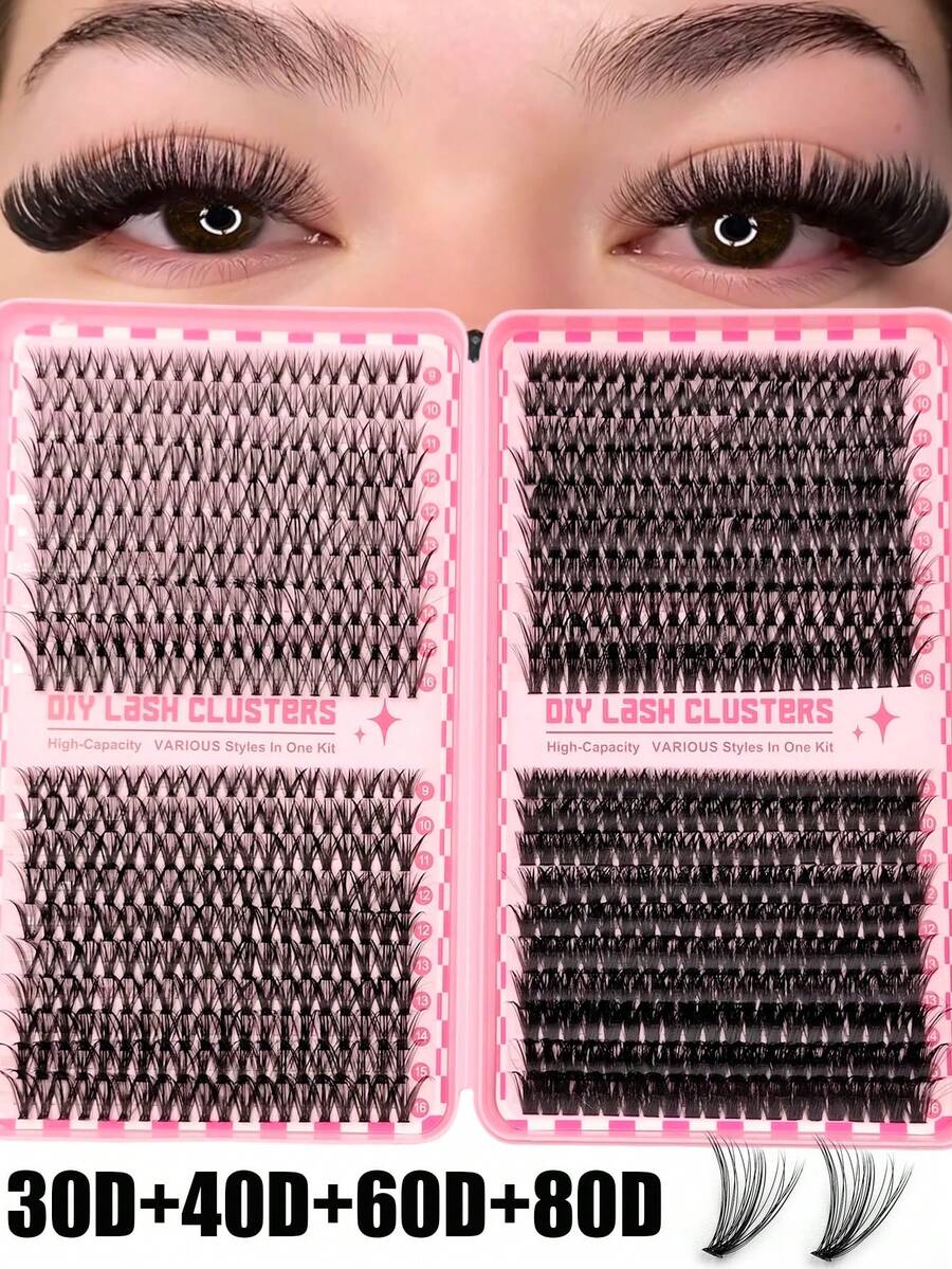 Sibeuna 800PCS Eyelashes Book 30D+40D+60D+80D D Curl Natural&Thick & Fluffy Lash Book Soft Lashes DIY Cluster Eyelashes Fall Back To School Travel Essential - D - View 1