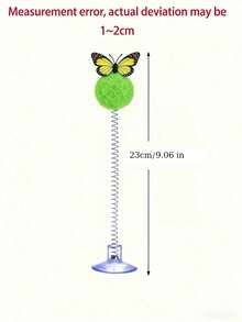 Suction Cup Base Metal Spring Cat Teaser Toy With Plush Ball, Interactive Cat Toy, No Battery Required, Vibrant Colors Suitable For All Cat Breeds, Stimulates Hunting Instincts, Simulates Hunting Scenes, Indoor Boredom Relief, Active Mind And Body, Fun Cat Teaser Gadget - Multicolor - View 2